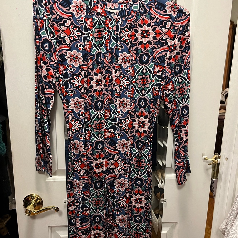 LOFT Vibrant Floral Long Sleeve Dress